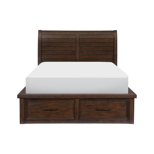 Homelegance Queen Bed Logandale Brown Finish with Storage Drawers 1559-1