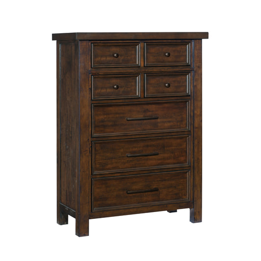 Homelegance Chest Logandale Brown Finish with Dovetail Drawers and Bronze Knobs 1559-9