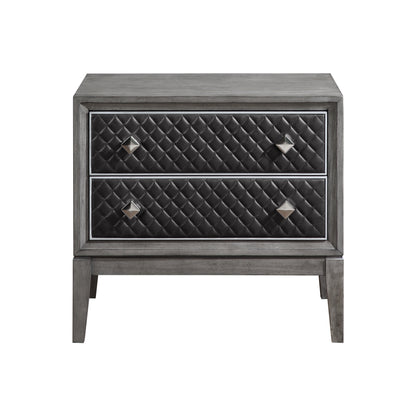 Homelegance Nightstand West End Gray Finish with Diamond Patterned Drawers 1566GY-4