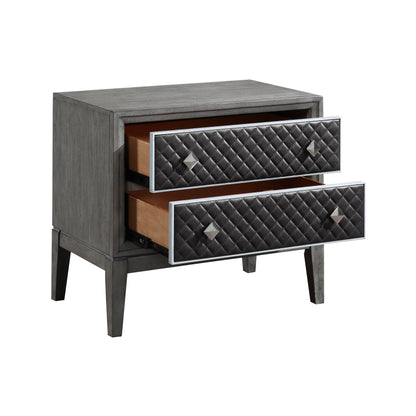 Homelegance Nightstand West End Gray Finish with Diamond Patterned Drawers 1566GY-4
