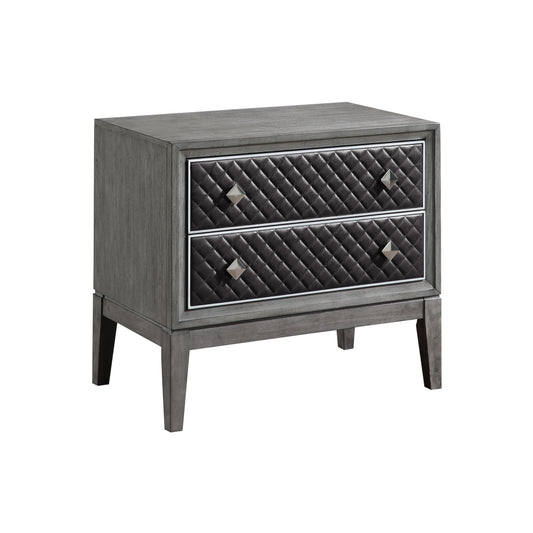 Homelegance Nightstand West End Gray Finish with Diamond Patterned Drawers 1566GY-4