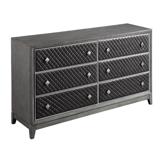 Homelegance Dresser West End Gray Finish with Diamond Patterned Fronts 1566GY-5