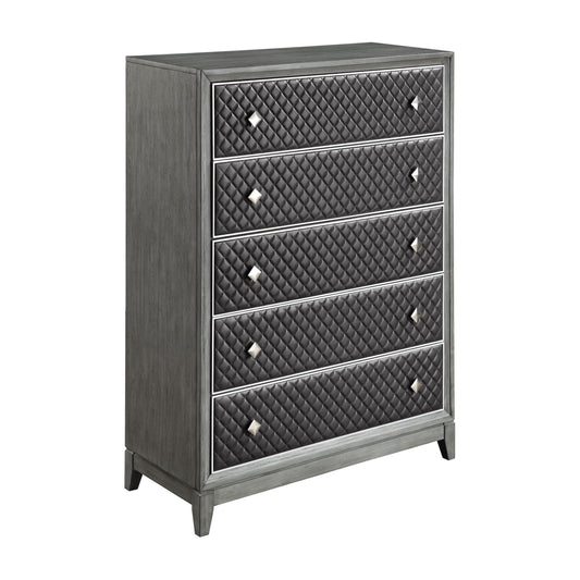 Homelegance Chest West End Gray Finish with Diamond Patterned Drawers 1566GY-9