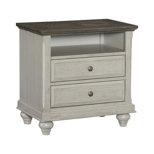 Homelegance Mossbrook Nightstand Light Gray and Dark Brown Finish 1568-4