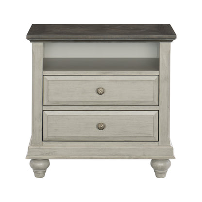 Homelegance Mossbrook Nightstand Light Gray and Dark Brown Finish 1568-4
