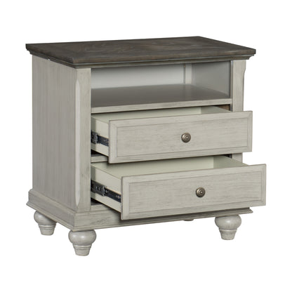 Homelegance Mossbrook Nightstand Light Gray and Dark Brown Finish 1568-4