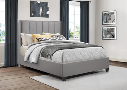 Homelegance Queen Bed Anson Gray Faux Leather Upholstery 1570GY-1