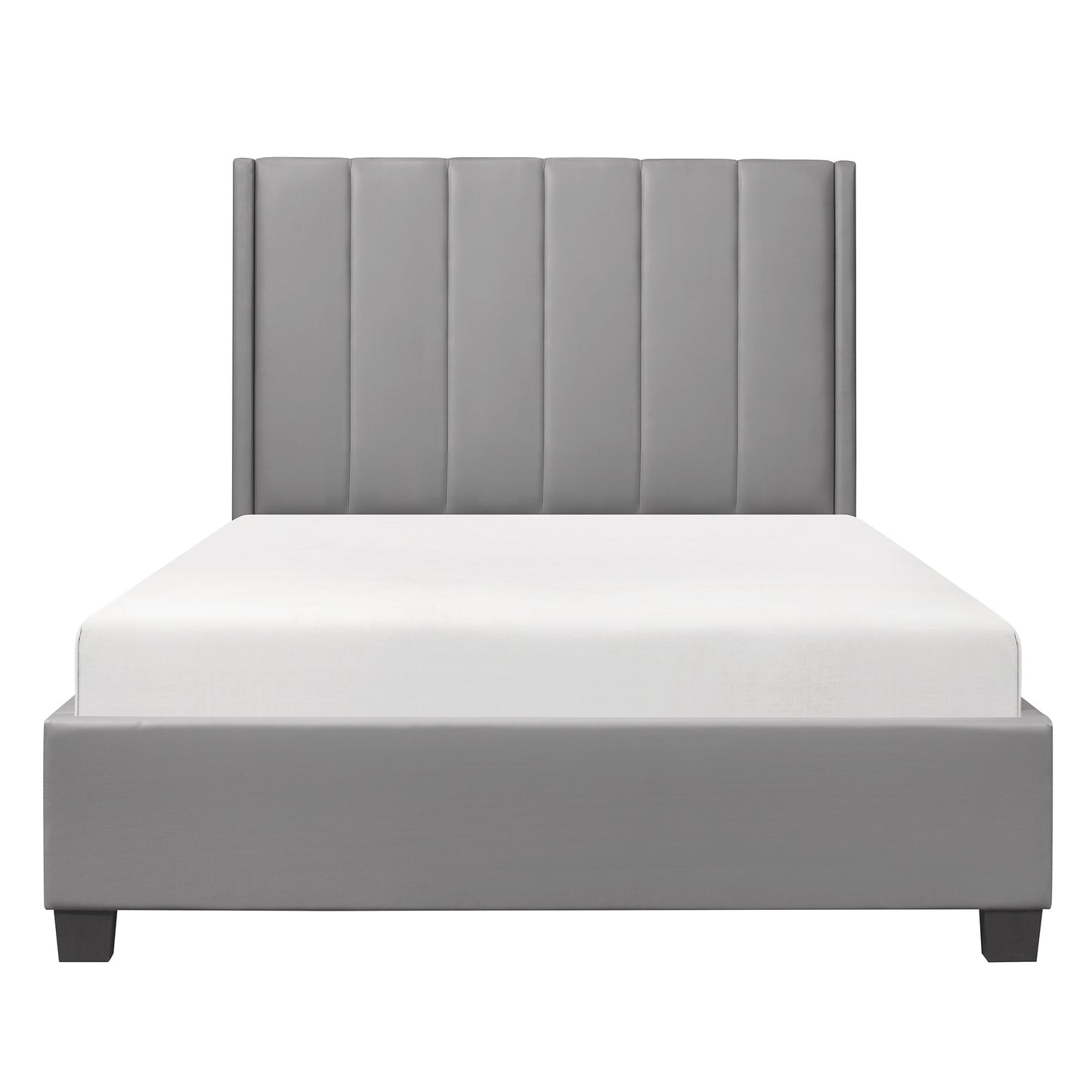 Homelegance Queen Bed Anson Gray Faux Leather Upholstery 1570GY-1