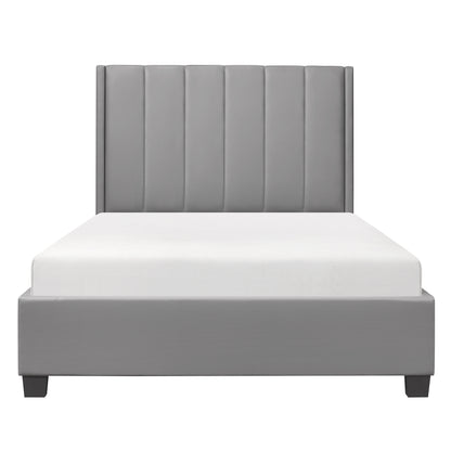 Homelegance Queen Bed Anson Gray Faux Leather Upholstery 1570GY-1