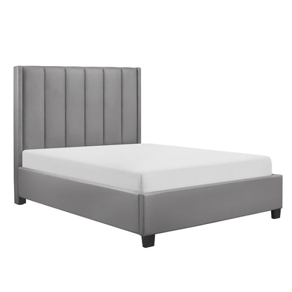 Homelegance Queen Bed Anson Gray Faux Leather Upholstery 1570GY-1