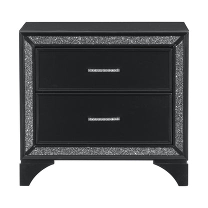 Homelegance Nightstand Salon Black Pearlescent Finish with Silver Trim 1572BK-4