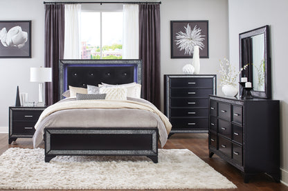 Homelegance Nightstand Salon Black Pearlescent Finish with Silver Trim 1572BK-4