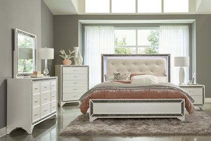 Homelegance Chest Salon White Pearlescent Finish with Silver Trim 1572W-9