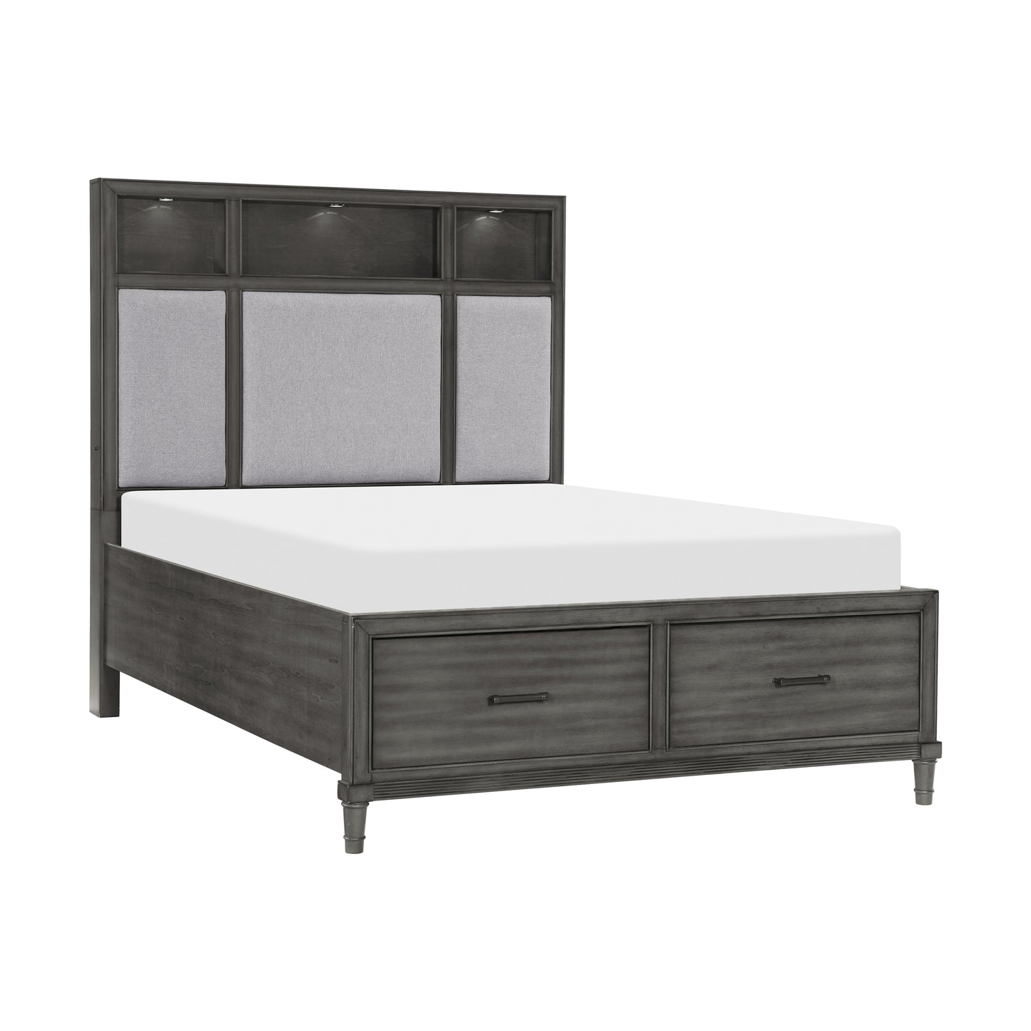 Homelegance Queen Bed Wittenberry Gray with USB Ports and Storage 1573-1