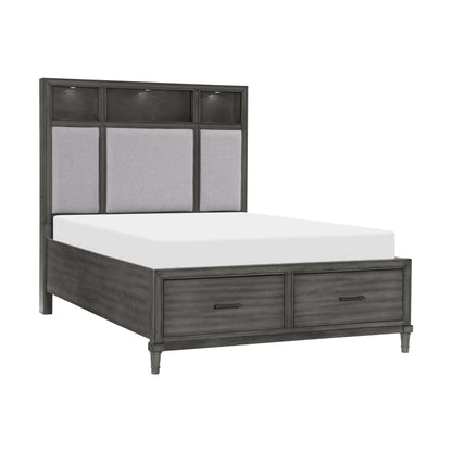 Homelegance Queen Bed Wittenberry Gray with USB Ports and Storage 1573-1