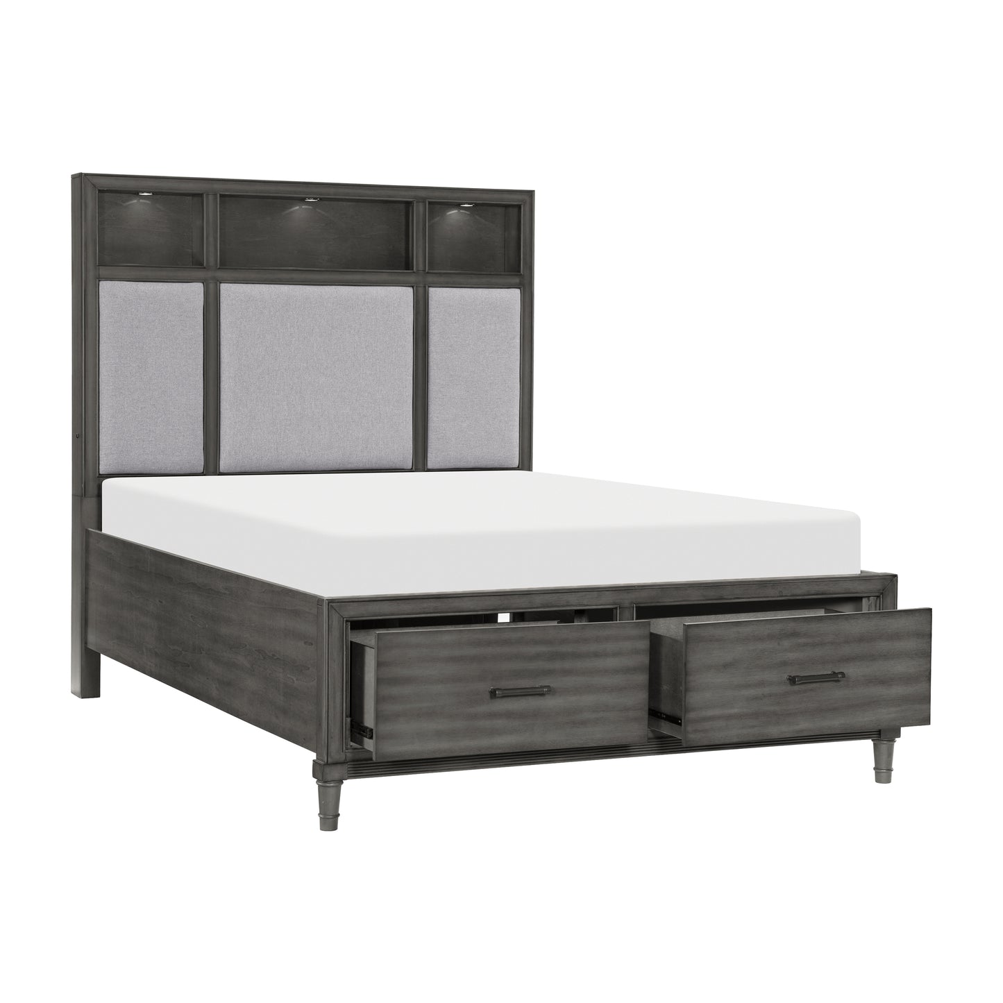 Homelegance Queen Bed Wittenberry Gray with USB Ports and Storage 1573-1