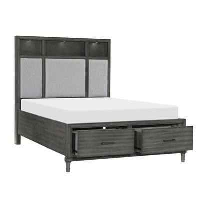 Homelegance Queen Bed Wittenberry Gray with USB Ports and Storage 1573-1