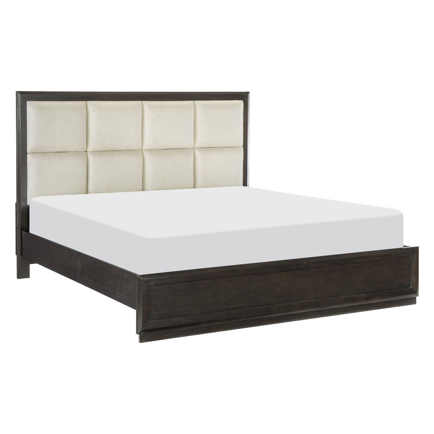 Homelegance Queen Bed Hodgin Dark Charcoal Finish with Beige Headboard 1575-1