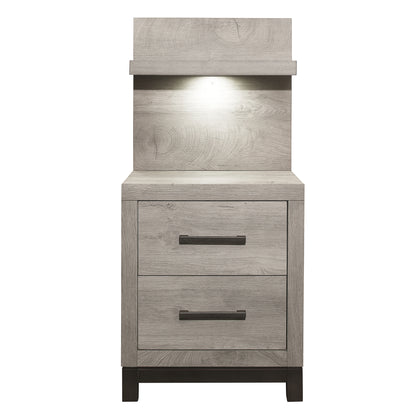 Homelegance Nightstand Light Gray Gray with LED and Power Outlet 1577-4P