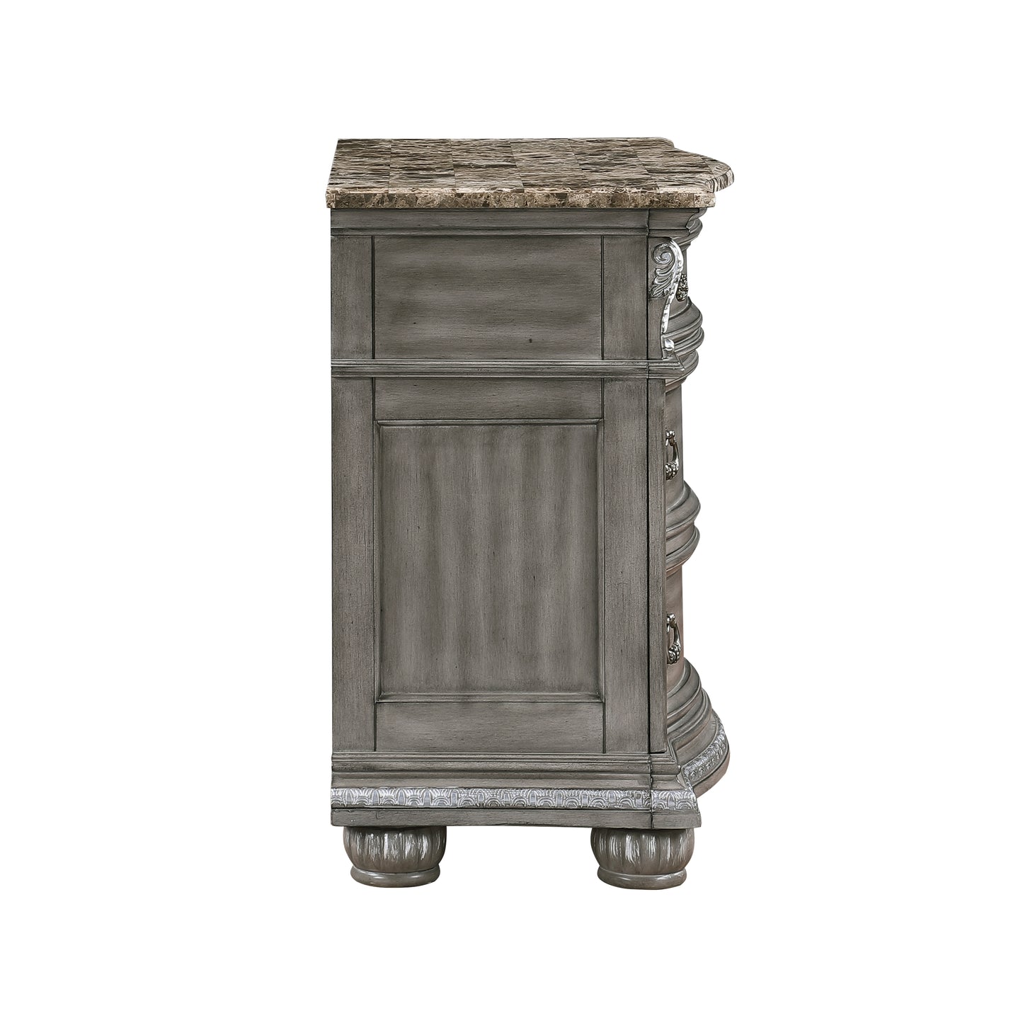 Homelegance Nightstand Bennington Gray Finish with Marble Top and Storage 1583-4
