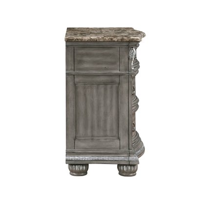 Homelegance Nightstand Bennington Gray Finish with Marble Top and Storage 1583-4