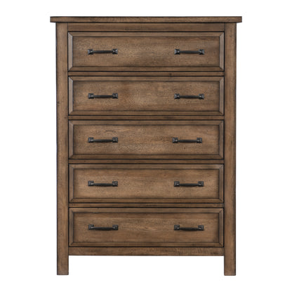 Homelegance Brevard Chest Light Brown Finish with Black Pulls 1584-9