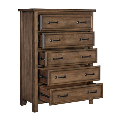 Homelegance Brevard Chest Light Brown Finish with Black Pulls 1584-9