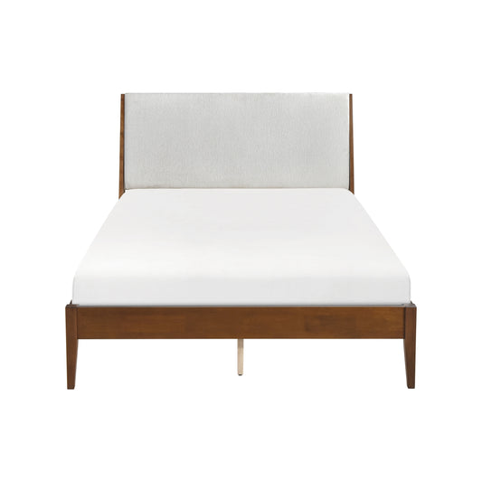 Homelegance Queen Bed Jasper Chestnut Finish Light Gray Upholstery 1588-1