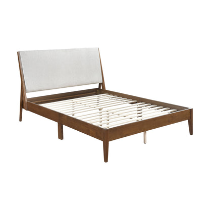 Homelegance Queen Bed Jasper Chestnut Finish Light Gray Upholstery 1588-1