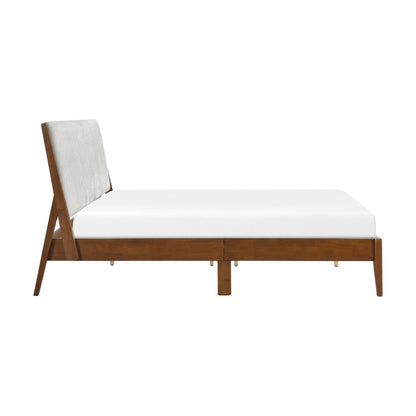 Homelegance Queen Bed Jasper Chestnut Finish Light Gray Upholstery 1588-1