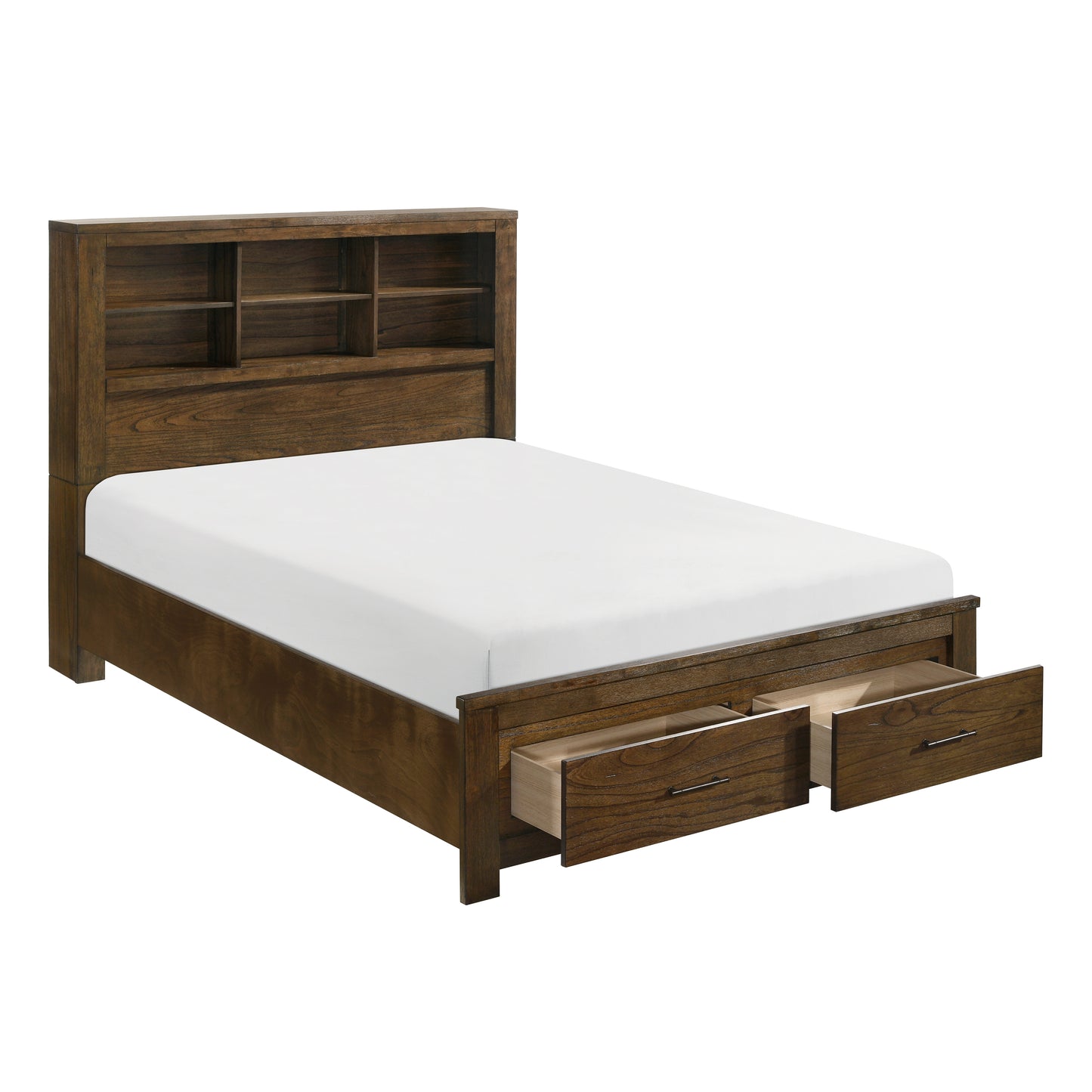Homelegance Queen Bed Sullivan Wire-Brushed Oak Finish with Storage 1592-1