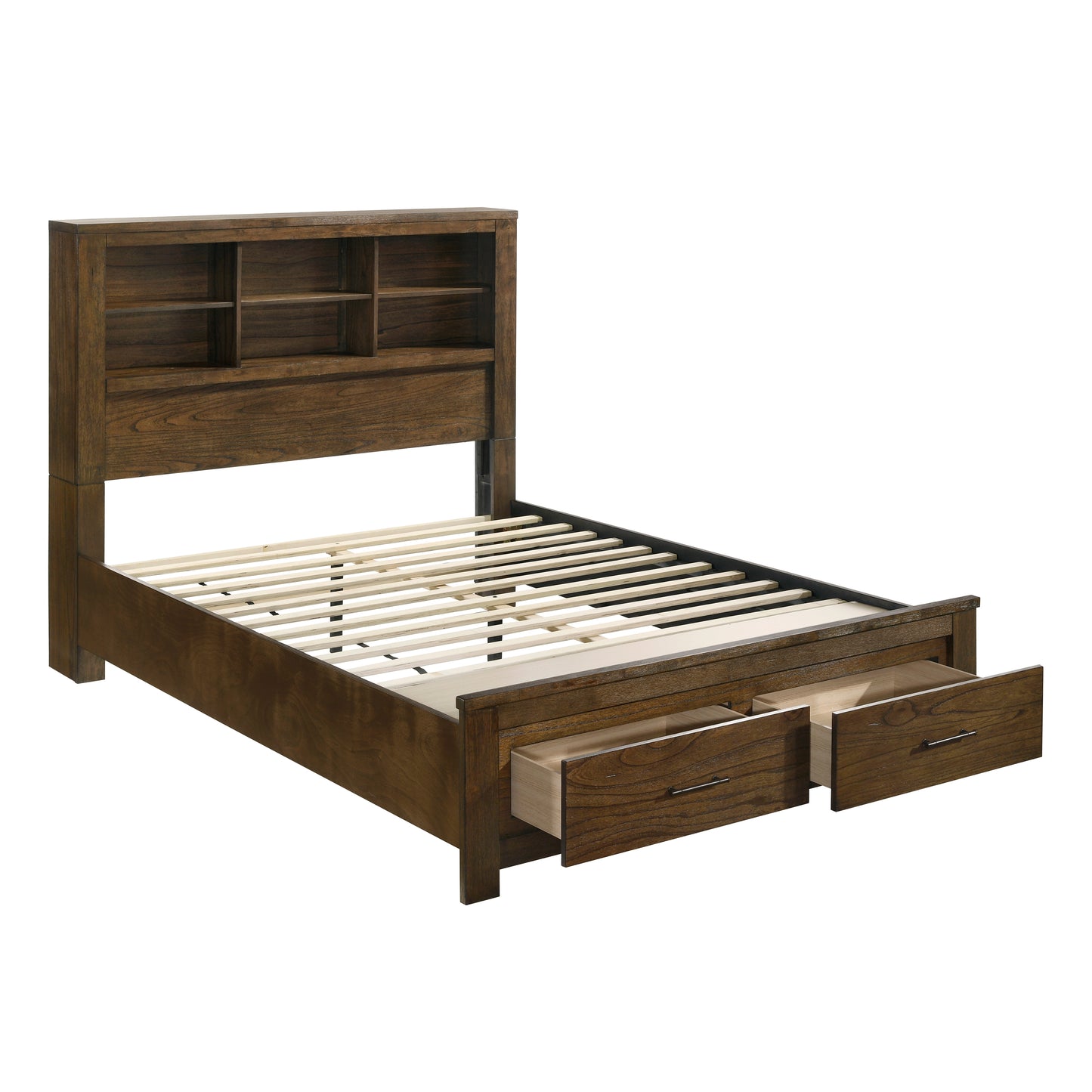 Homelegance Queen Bed Sullivan Wire-Brushed Oak Finish with Storage 1592-1