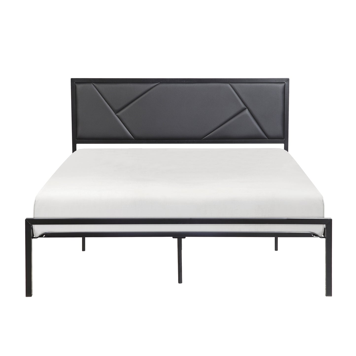 Homelegance Queen Bed Rhea Gunmetal Finish with Faux Leather Headboard 1602BK-1