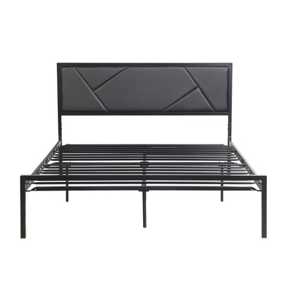 Homelegance Queen Bed Rhea Gunmetal Finish with Faux Leather Headboard 1602BK-1