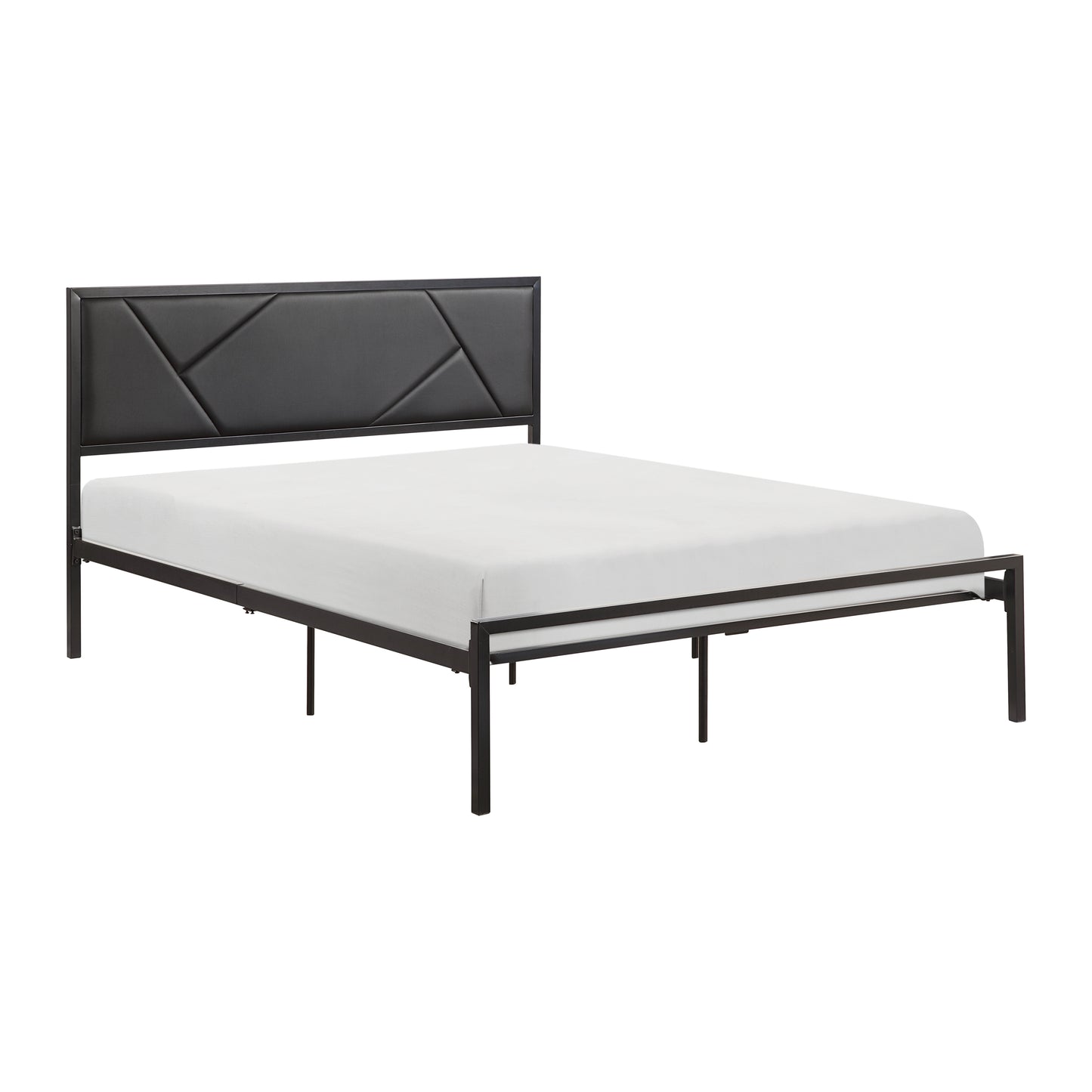 Homelegance Queen Bed Rhea Gunmetal Finish with Faux Leather Headboard 1602BK-1
