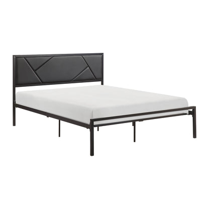 Homelegance Queen Bed Rhea Gunmetal Finish with Faux Leather Headboard 1602BK-1