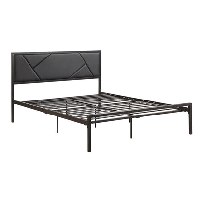 Homelegance Queen Bed Rhea Gunmetal Finish with Faux Leather Headboard 1602BK-1