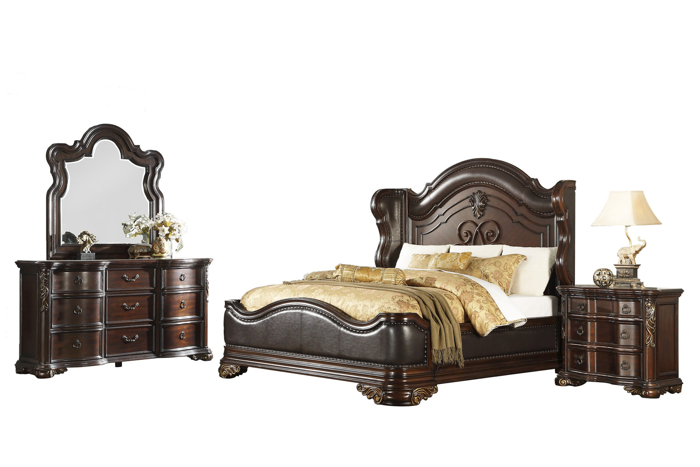 Homelegance Queen Bed Royal Highlands Dark Cherry Finish 1603-1
