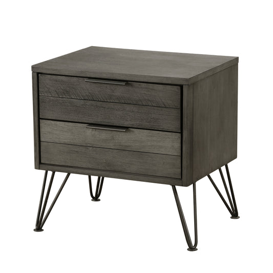 Homelegance Nightstand Urbanite Gray Finish with Metal Legs and Drawers 1604-4
