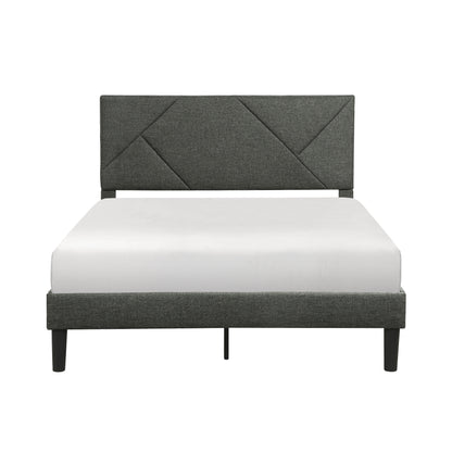 Homelegance Queen Bed Raina Gray Textured Fabric Upholstery 1610GY-1