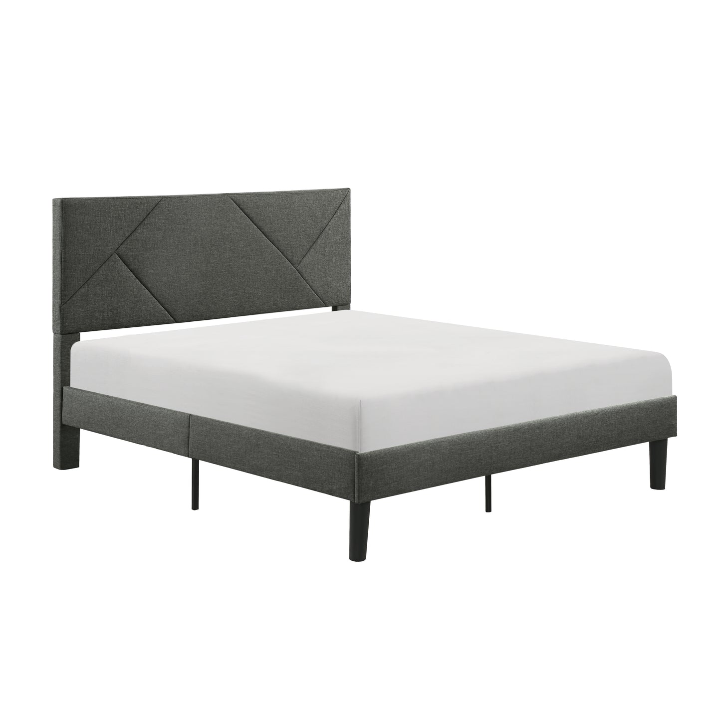Homelegance Queen Bed Raina Gray Textured Fabric Upholstery 1610GY-1