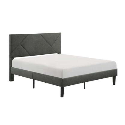 Homelegance Queen Bed Raina Gray Textured Fabric Upholstery 1610GY-1