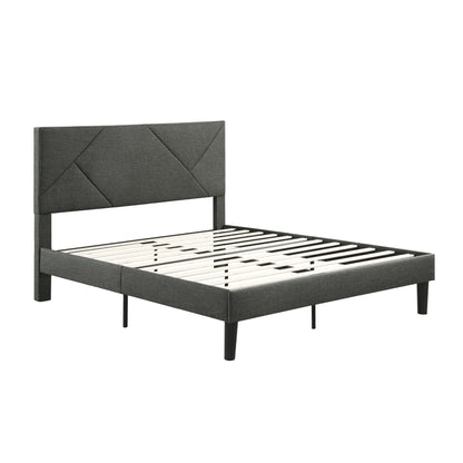 Homelegance Queen Bed Raina Gray Textured Fabric Upholstery 1610GY-1
