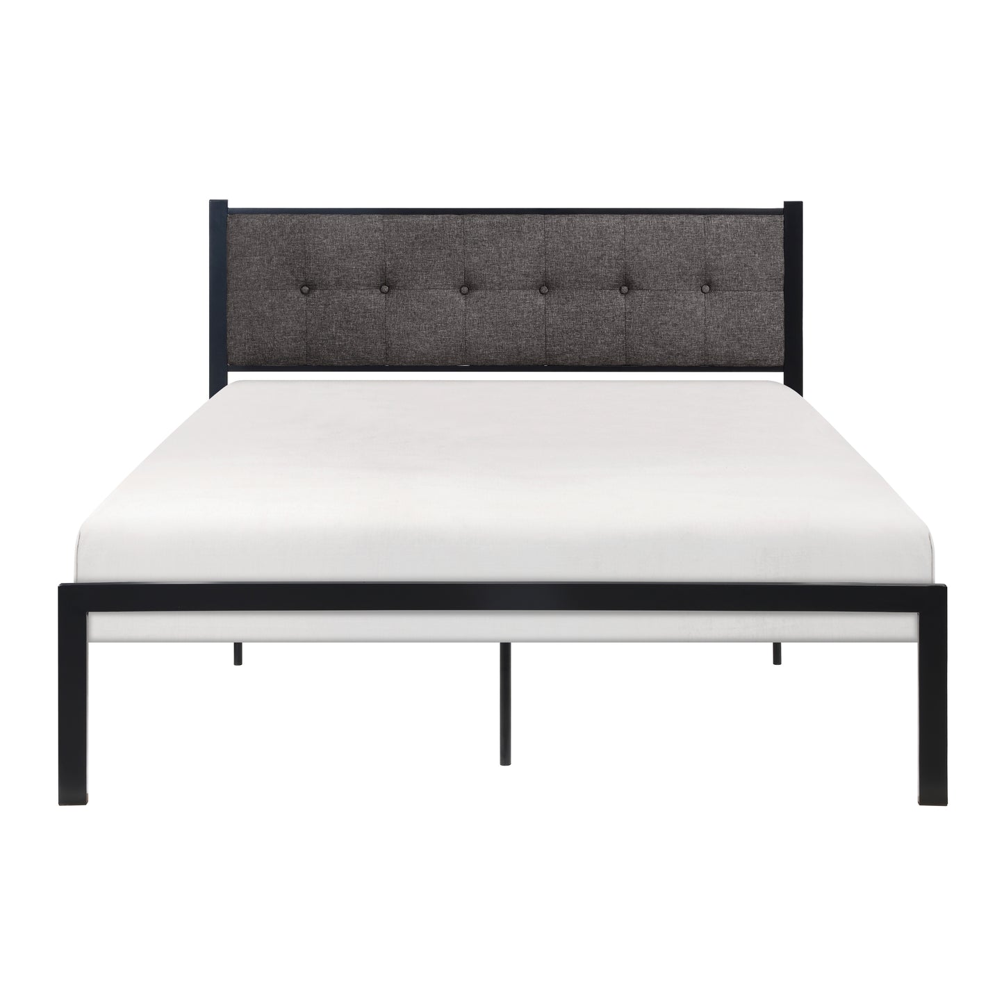 Homelegance Queen Bed Samuel Gray Upholstery Black Frame 1612-1
