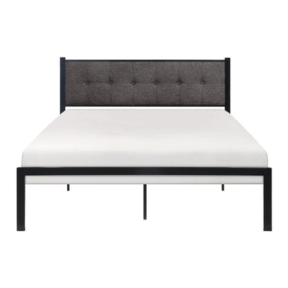 Homelegance Queen Bed Samuel Gray Upholstery Black Frame 1612-1