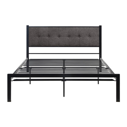 Homelegance Queen Bed Samuel Gray Upholstery Black Frame 1612-1