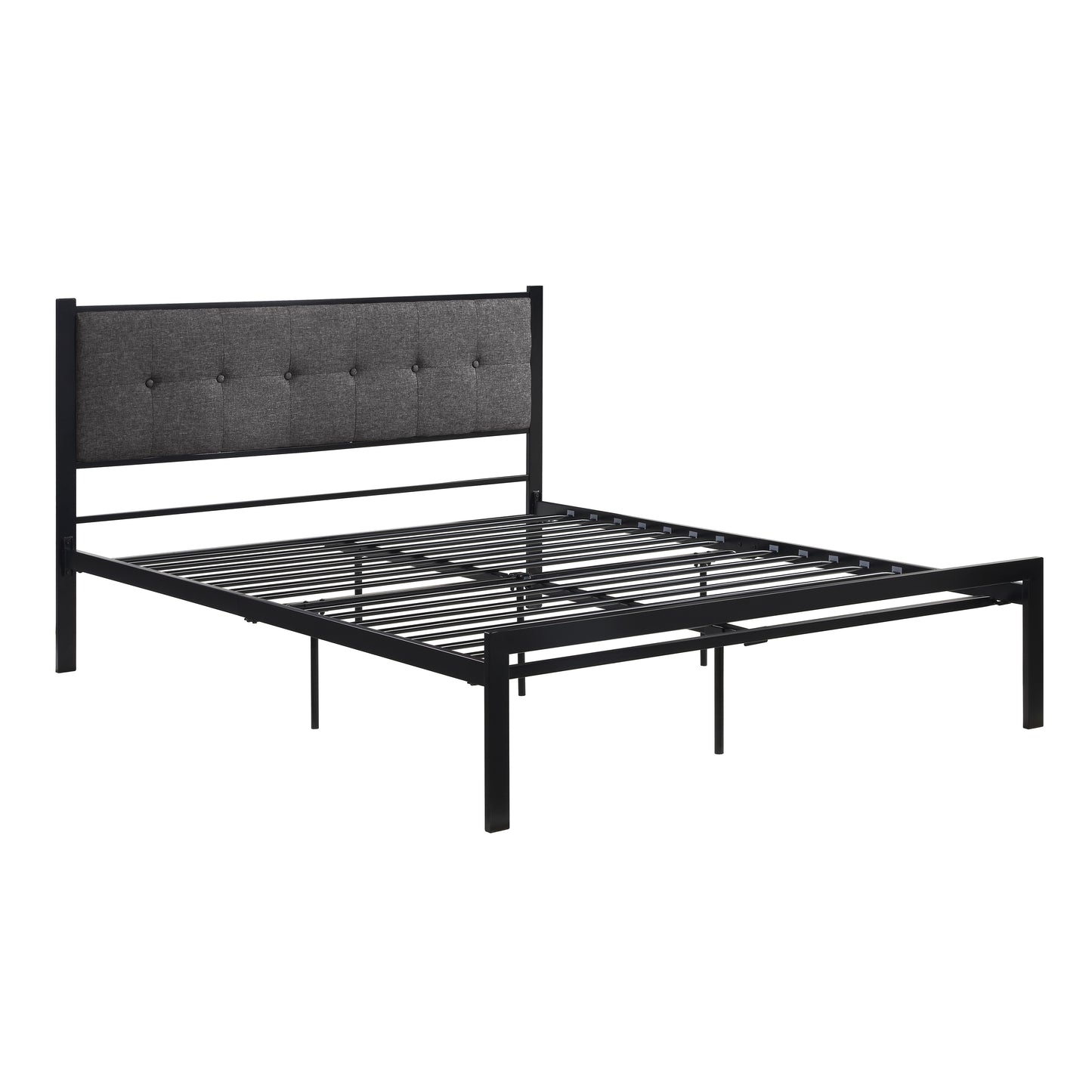 Homelegance Queen Bed Samuel Gray Upholstery Black Frame 1612-1