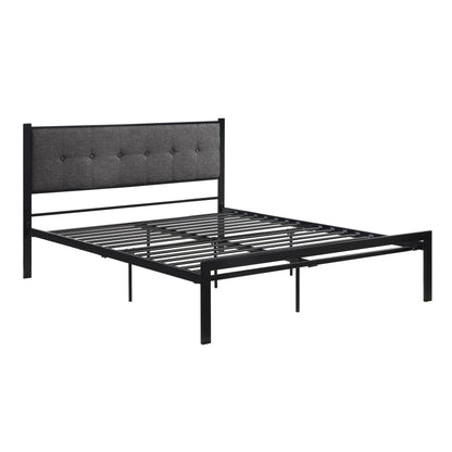 Homelegance Queen Bed Samuel Gray Upholstery Black Frame 1612-1