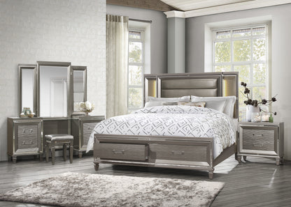 Homelegance Vanity Benches Tamsin Silver Gray Metallic Finish 1616-14