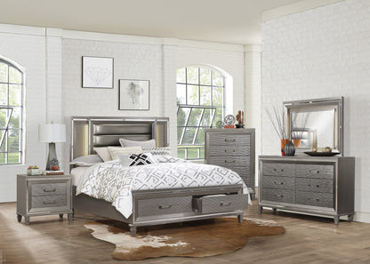 Homelegance Tamsin Nightstand Silver Gray Metallic Finish 1616-4